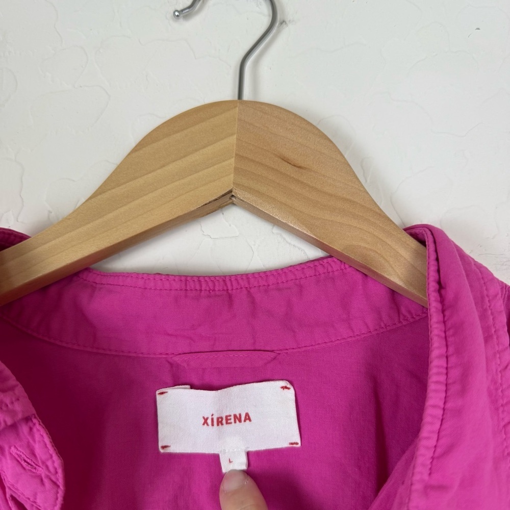 Xirena Beau Cotton Poplin Long Sleeve Button Down Shirt Magenta Pink - Picture 5 of 10